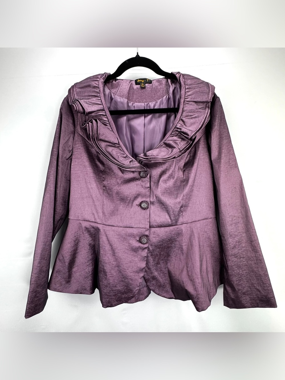 Lilac Ruffle-Collar Peplum Blazer